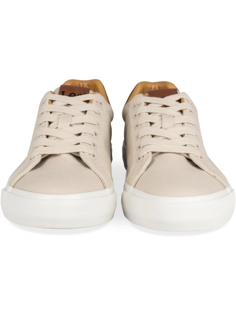 Baskets toile b col camel beige