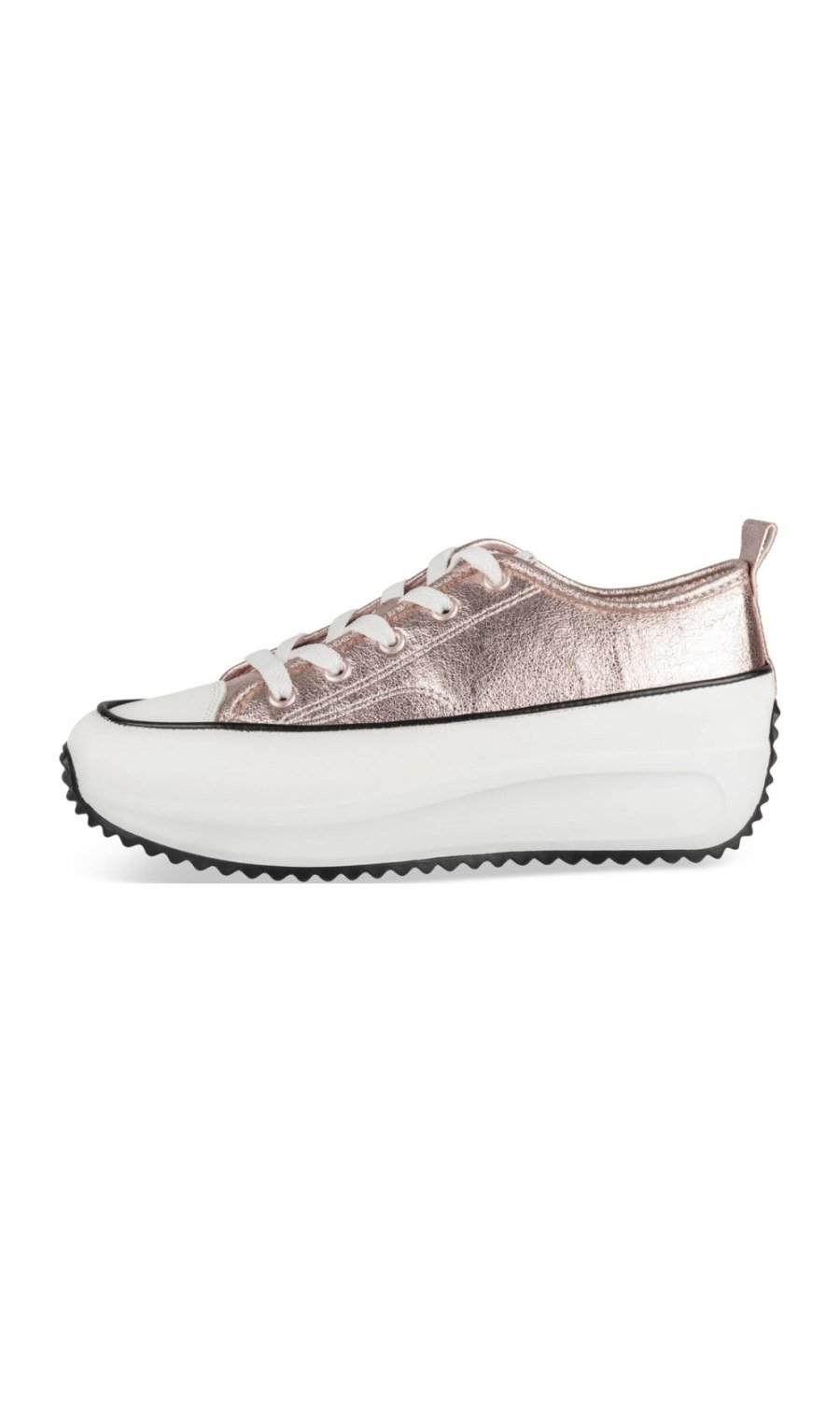 Pale pink metallic platform sneakers