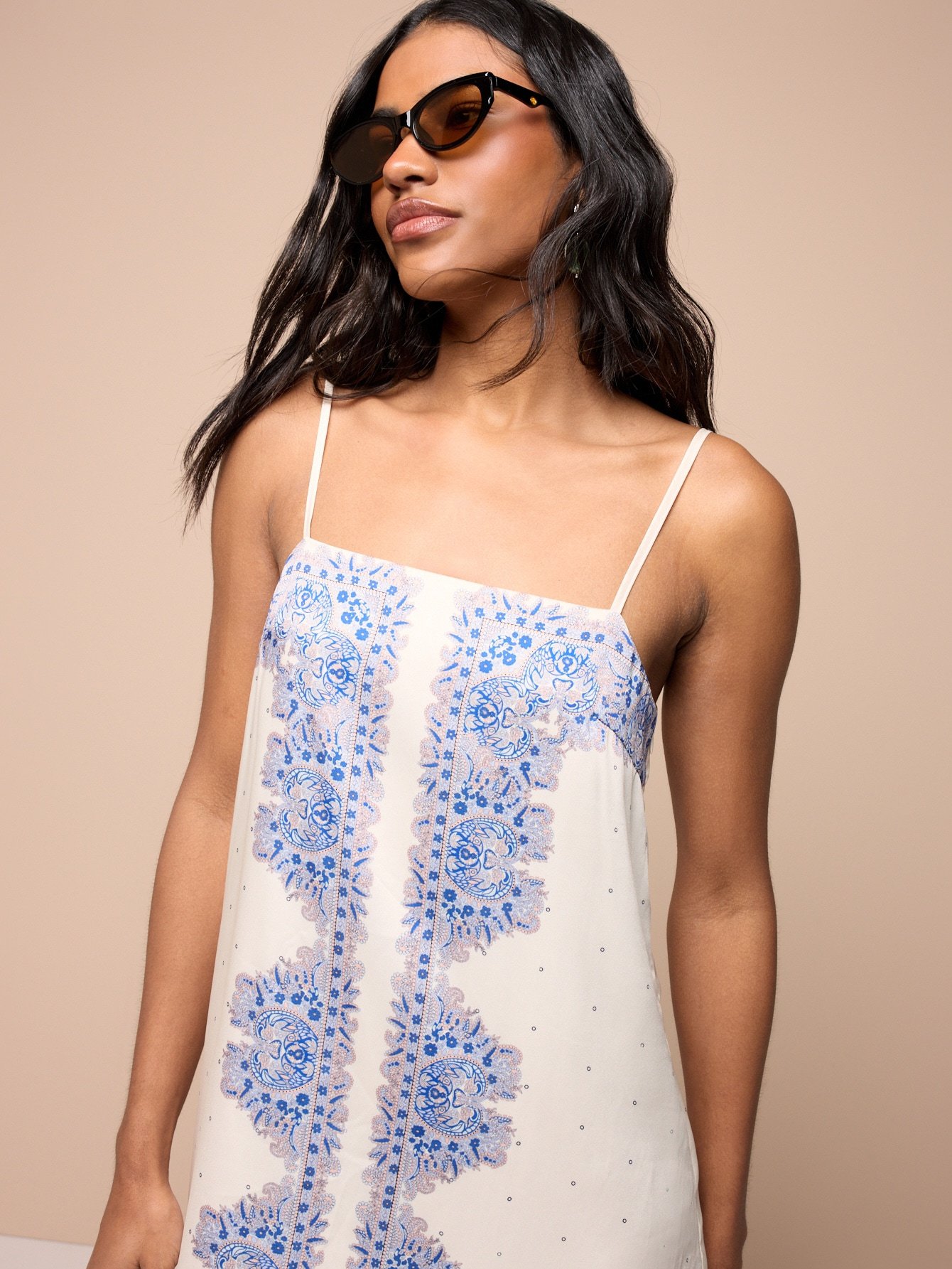 Paisley strappy summer mini dress