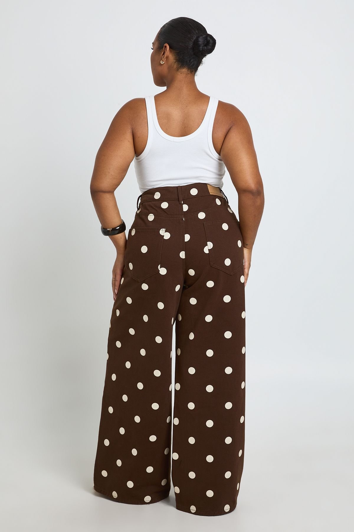 Jean large taille haute à pois - Grande taille