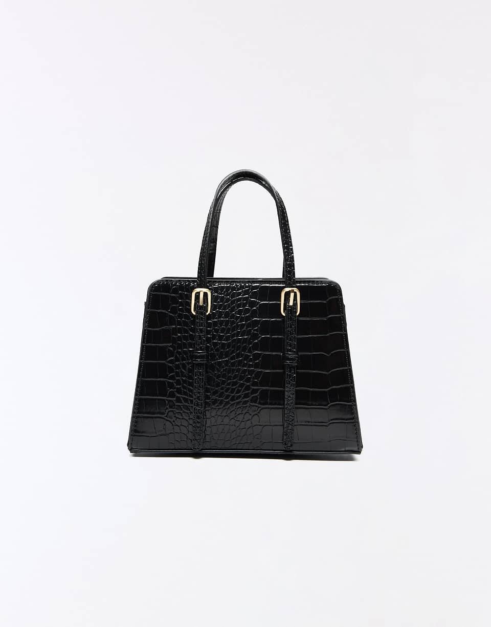 Sac box texturé avec boucles en noir