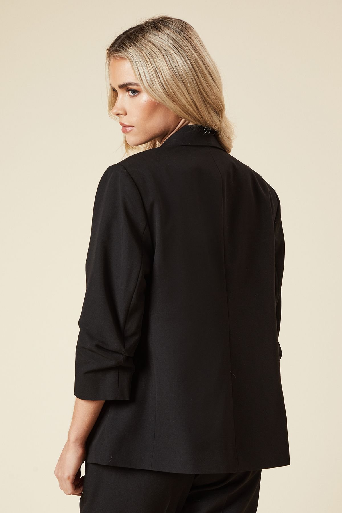 Blazer à manches froncées - Noir - Petite