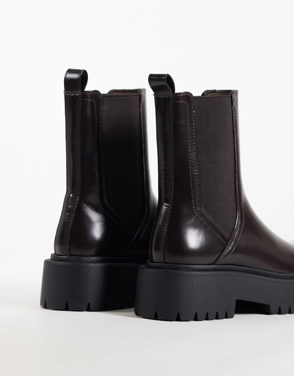 Chunky cleated Chelsea boots in chocolate