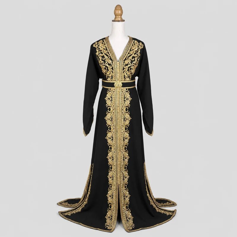 Caftan crêpe de soie k7el mtarz doré