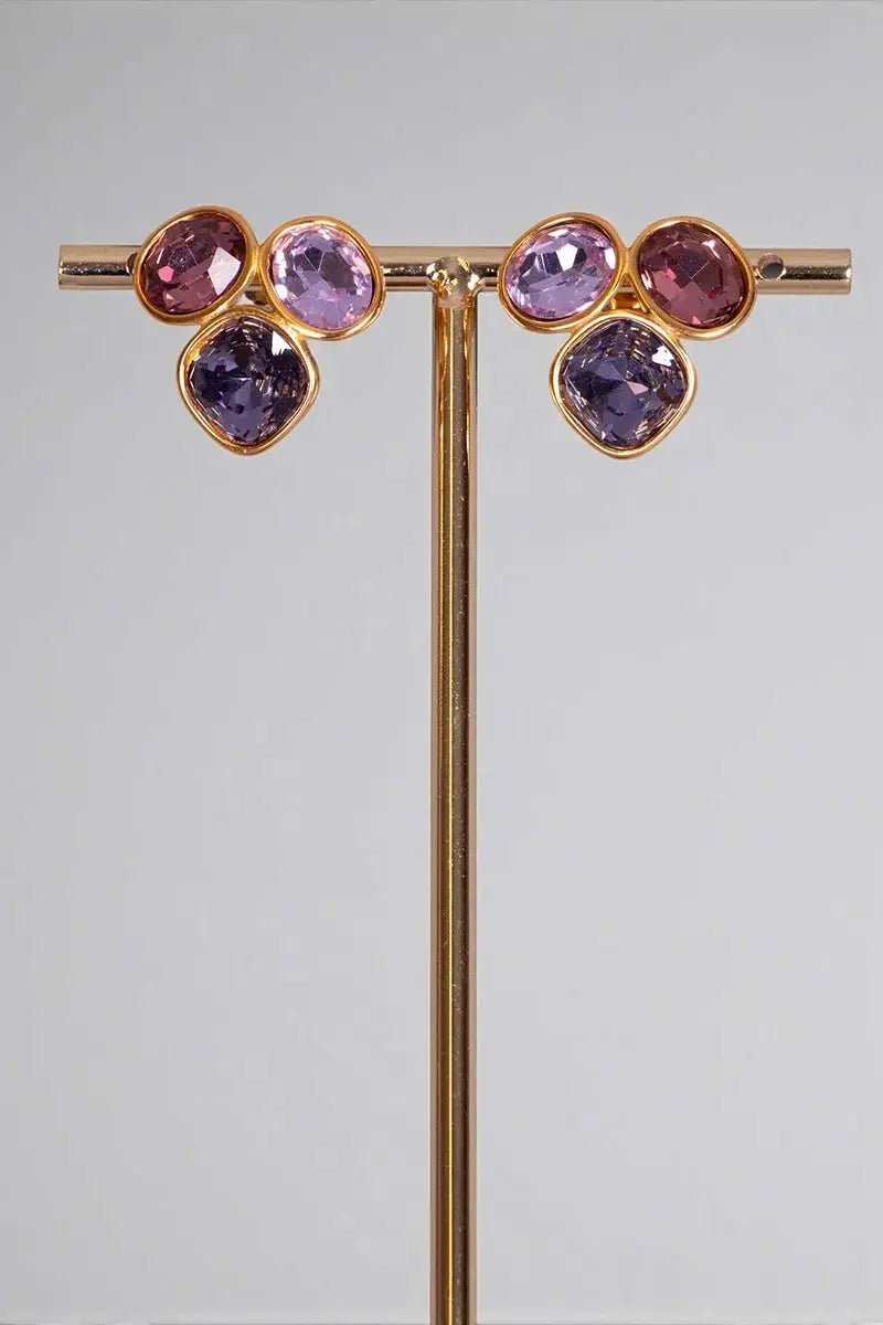 Mauve trefoil stud earrings