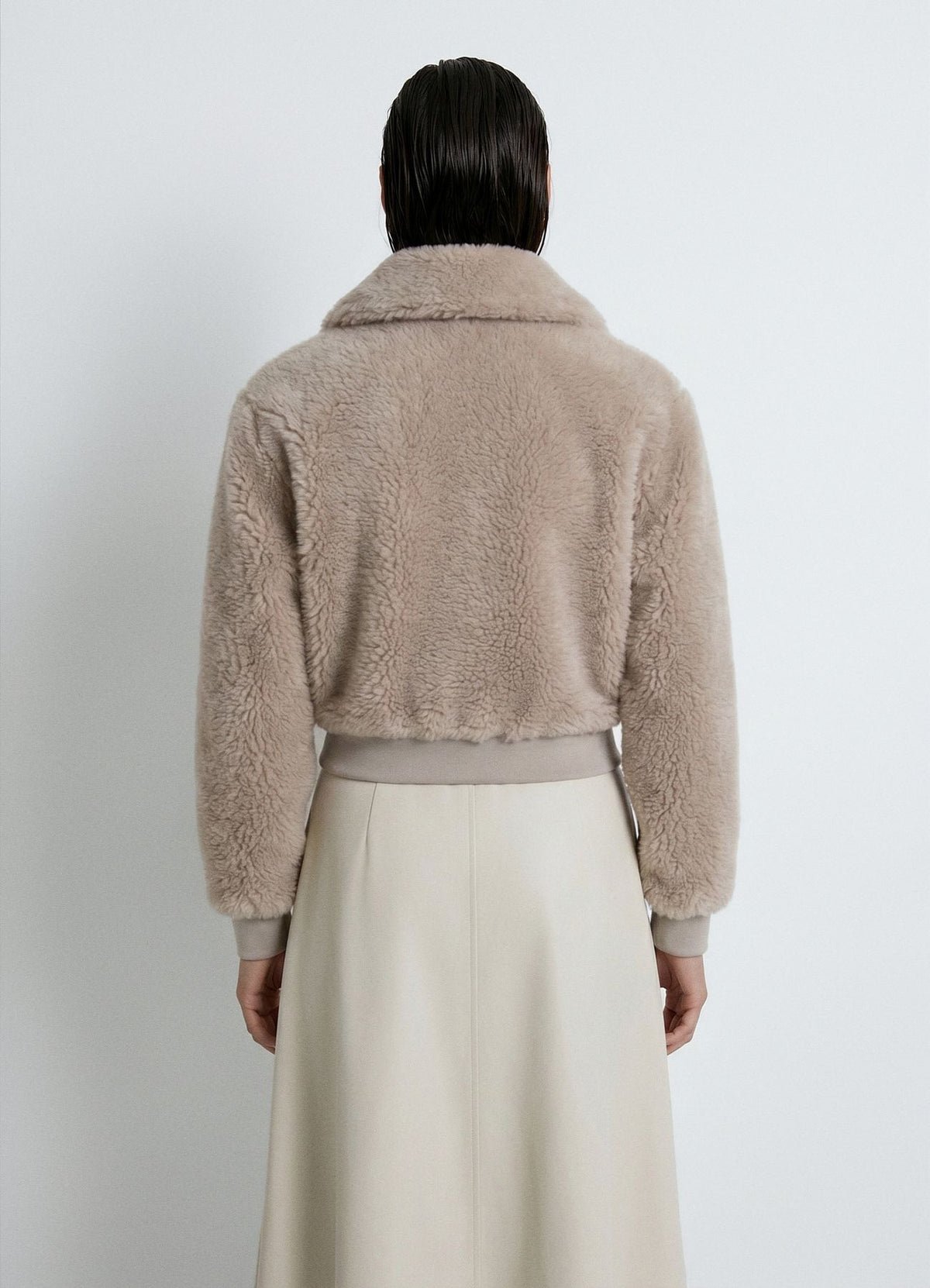 Cropped zip teddy jacket