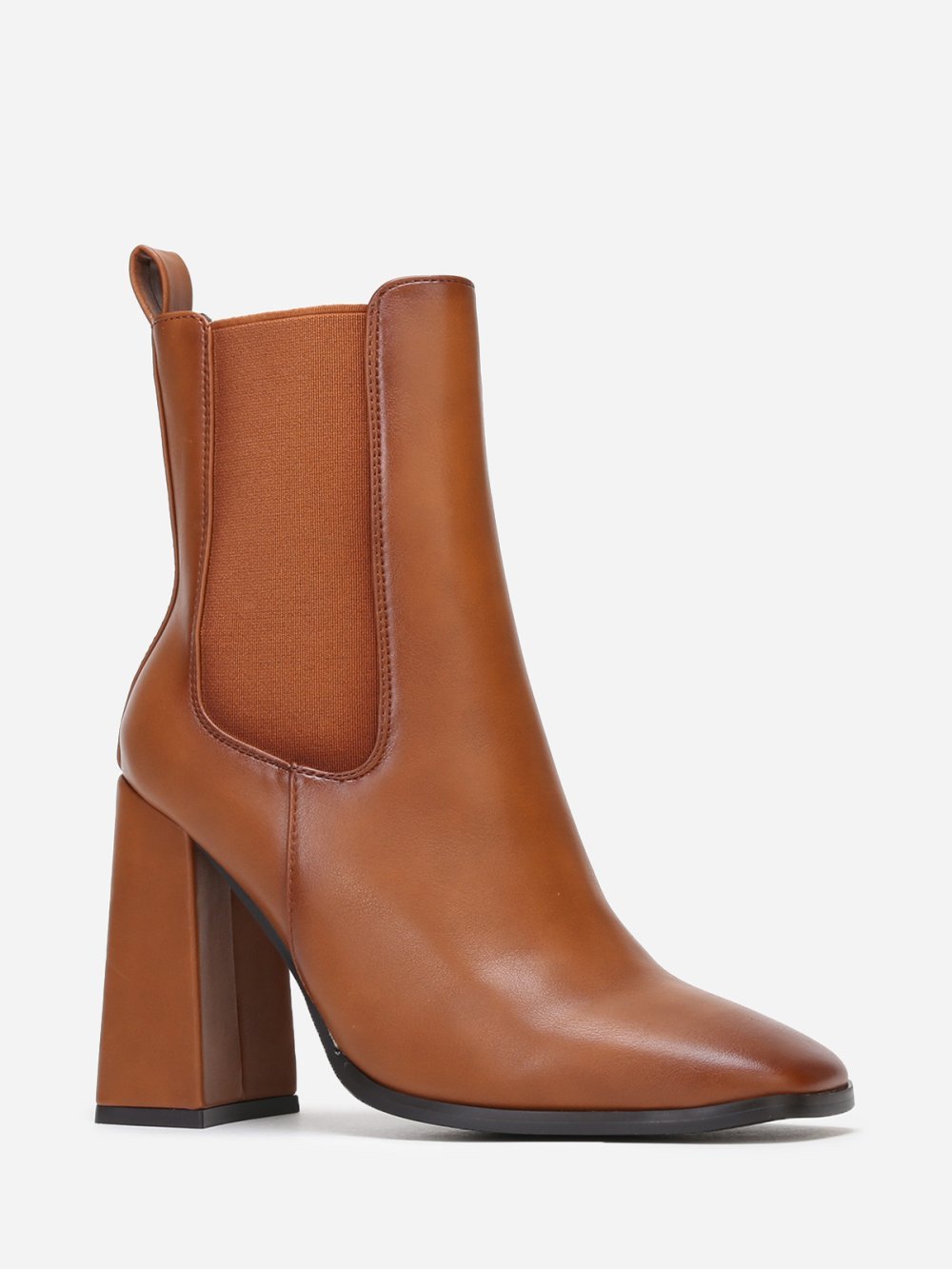 Bottines chelsea b talon 3ali carré, camel