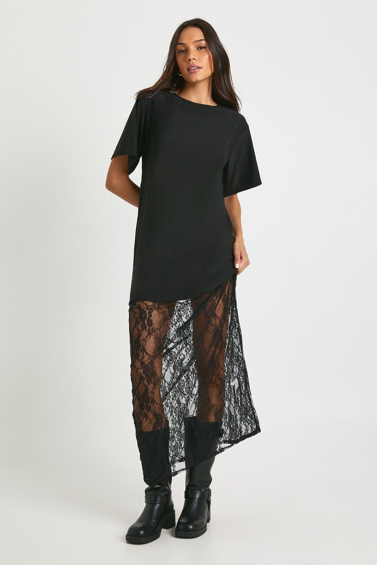 Robe t-shirt midaxi allongée avec détails - Tall