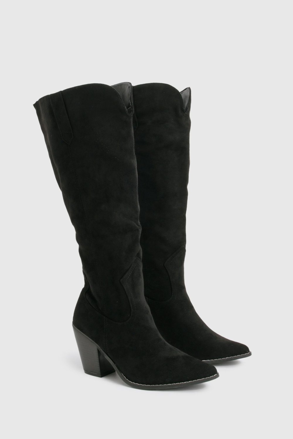 Faux suede western boots - Wide fit
