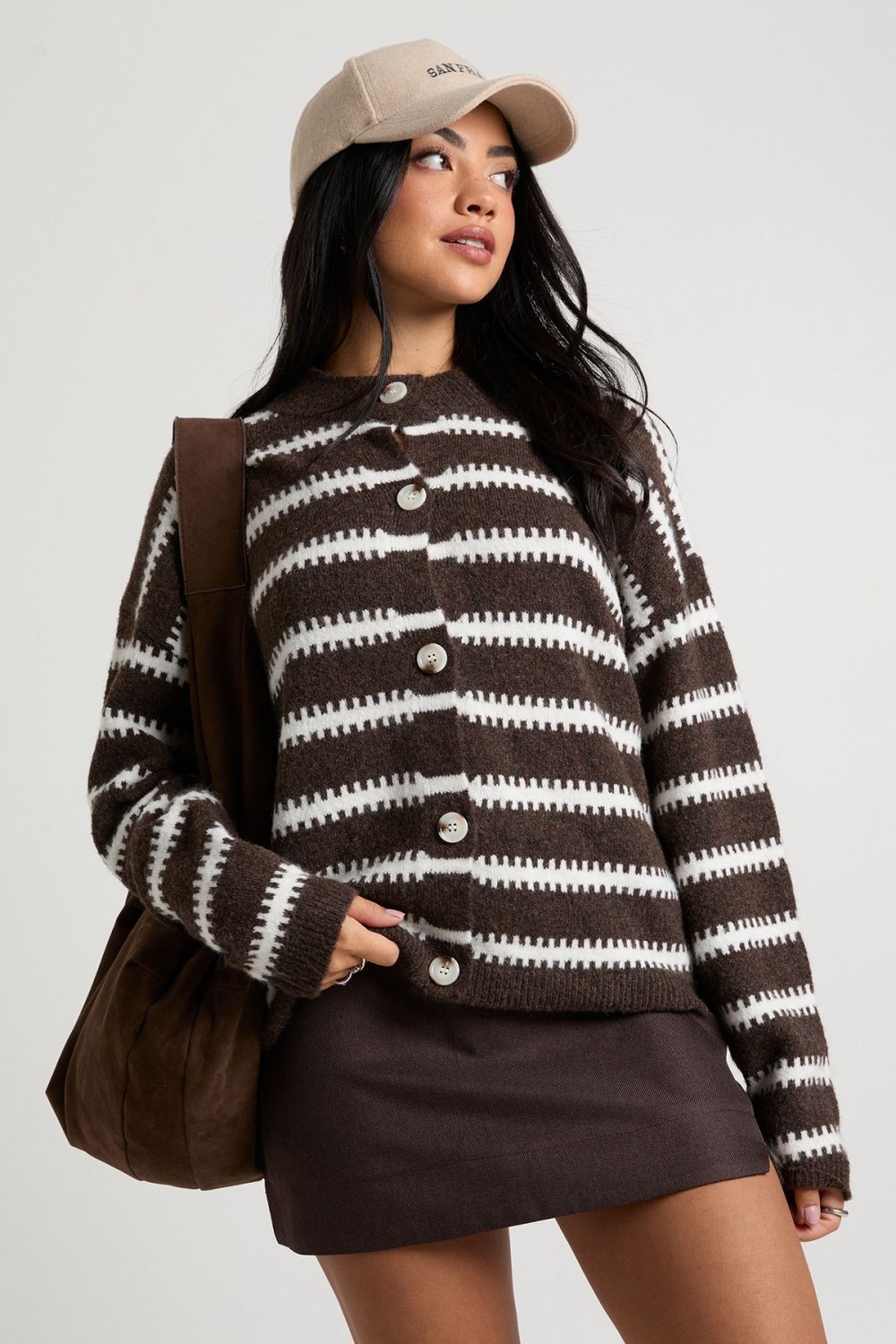Chocolate and cream striped cardigan