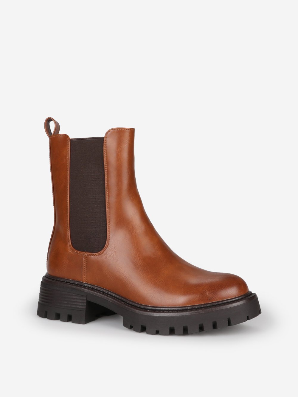 Bottines chelsea à semelle chunky camel