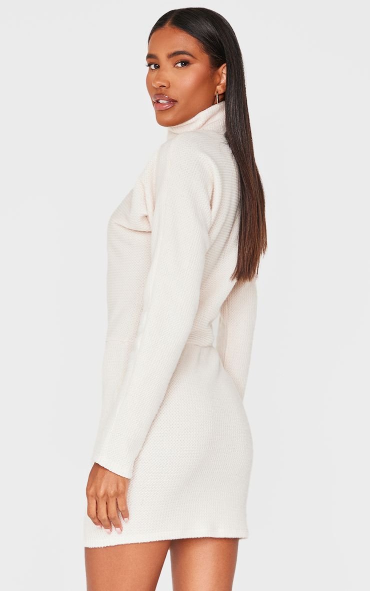 High neck ruched bodycon dress
