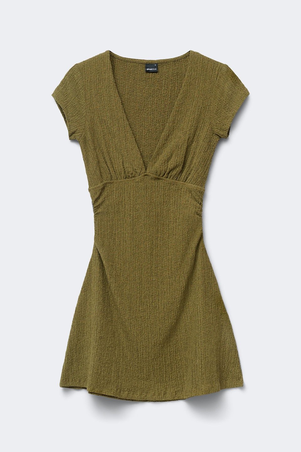 Robe courte texturée col en V