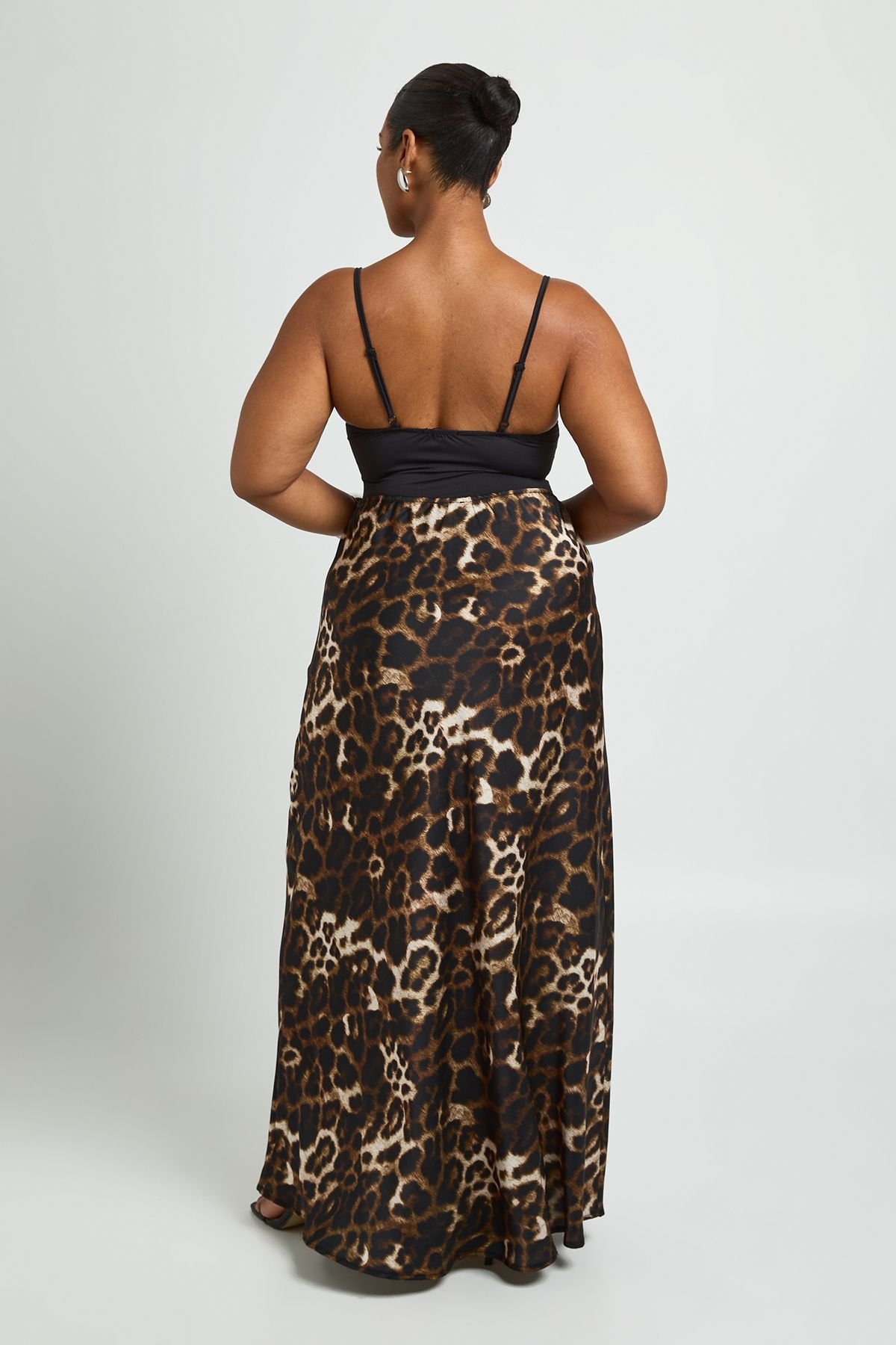 Leopard print satin maxi skirt - Plus size