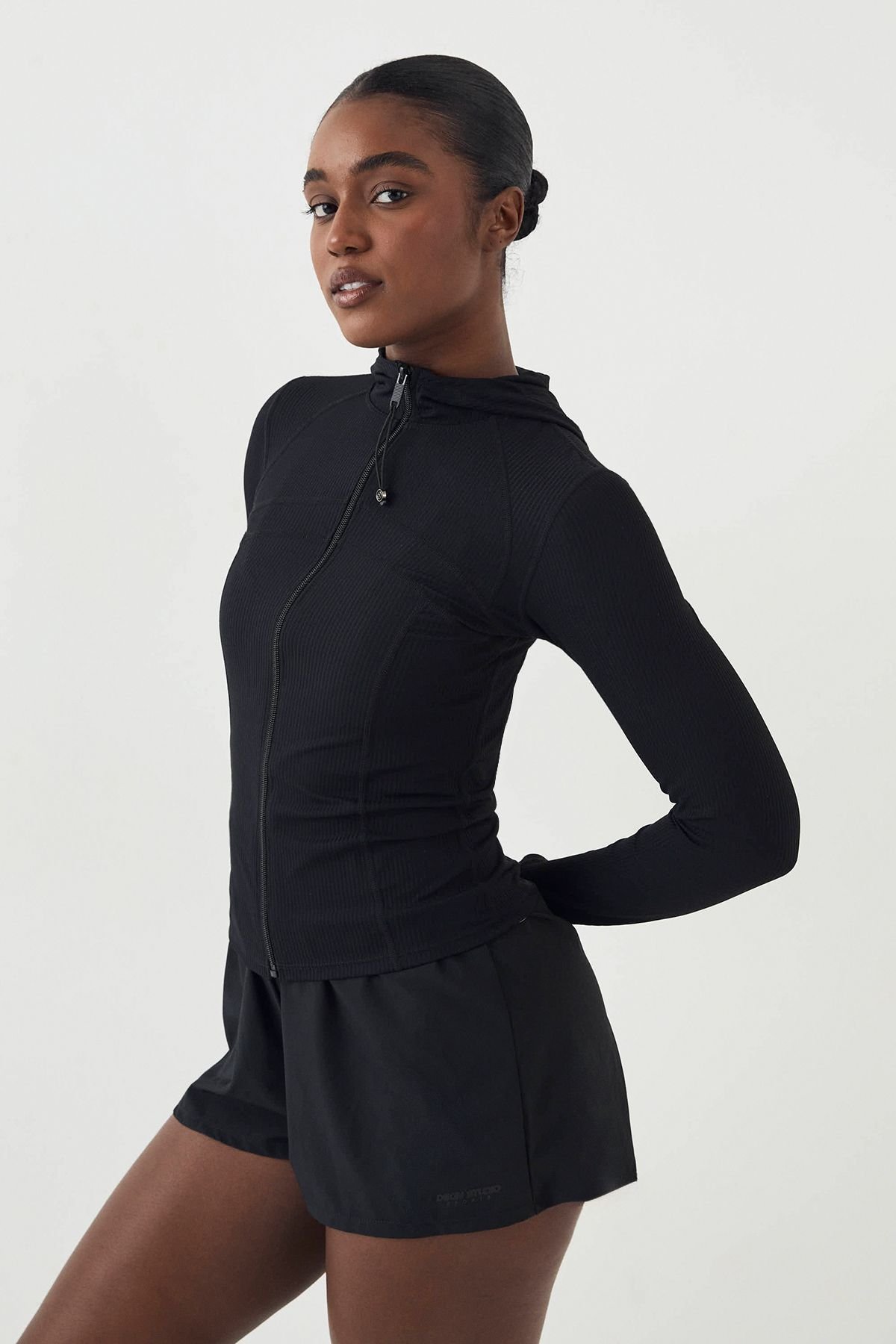 Veste sport côtelée b fermeture w capuche