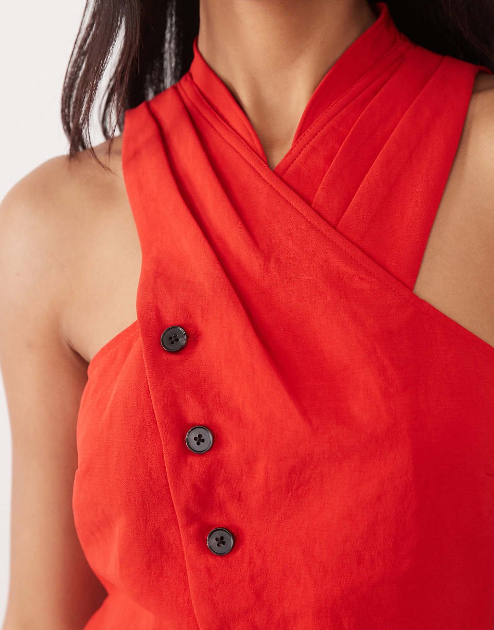 Gilet tailleur ajusté b encolure croisée, lon 7mar