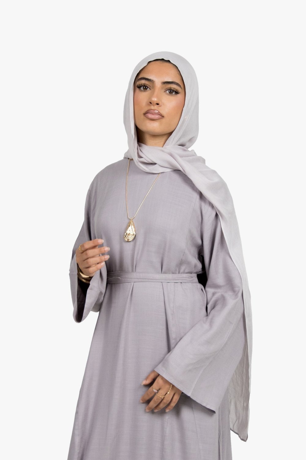 Pleated tie-waist maxi dress - Grey