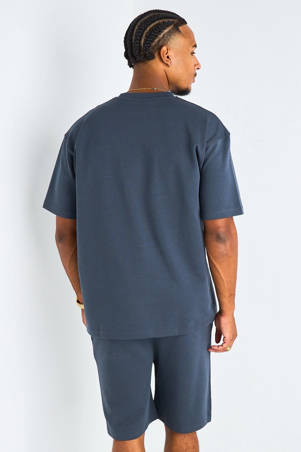Charcoal H-print tee and shorts set