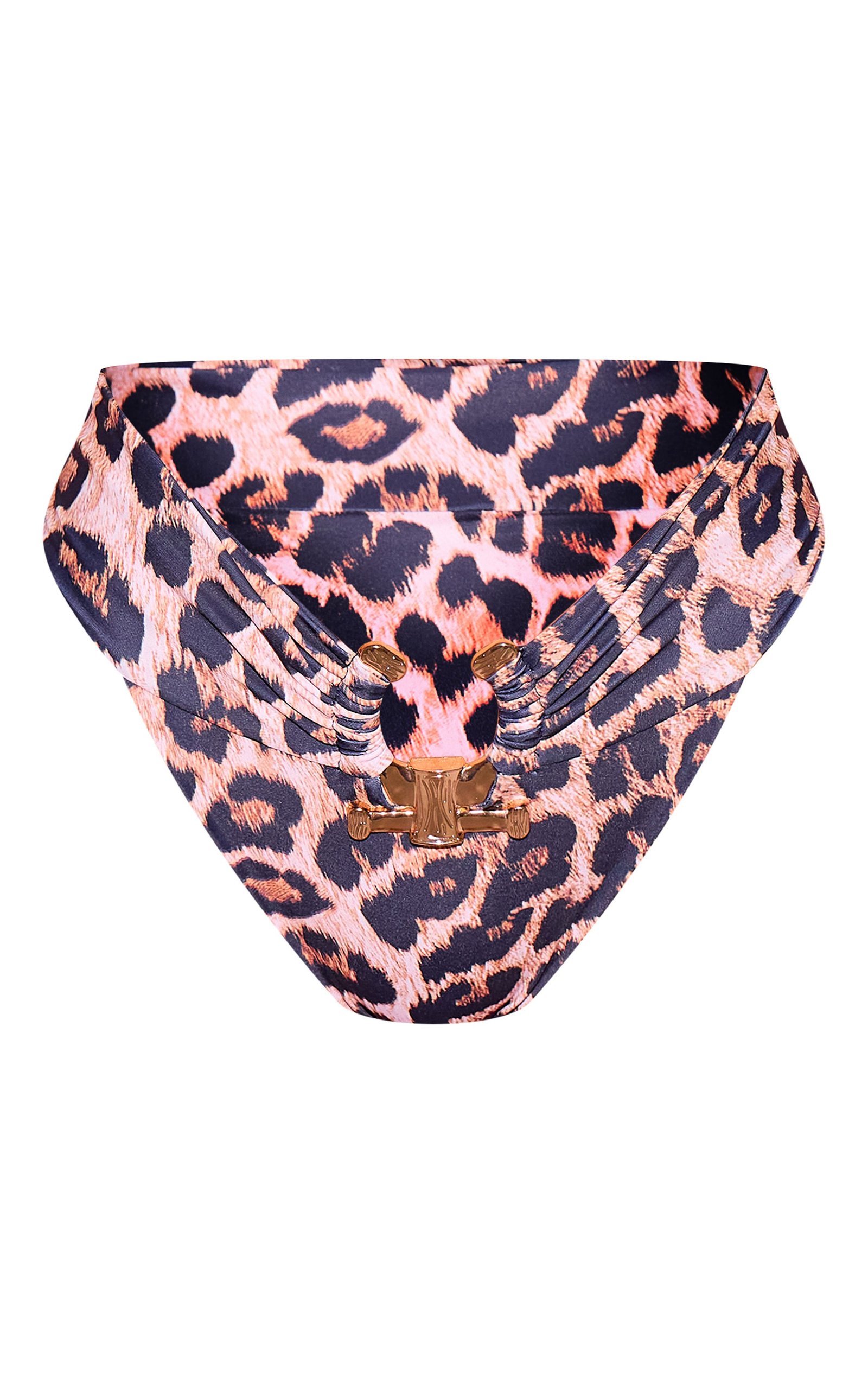 Bas de bikini taille haute léopard b finition martelée