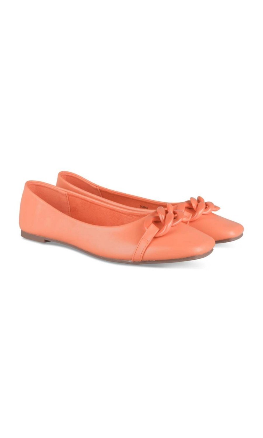 Ballerines à chaîne ton sur ton orange