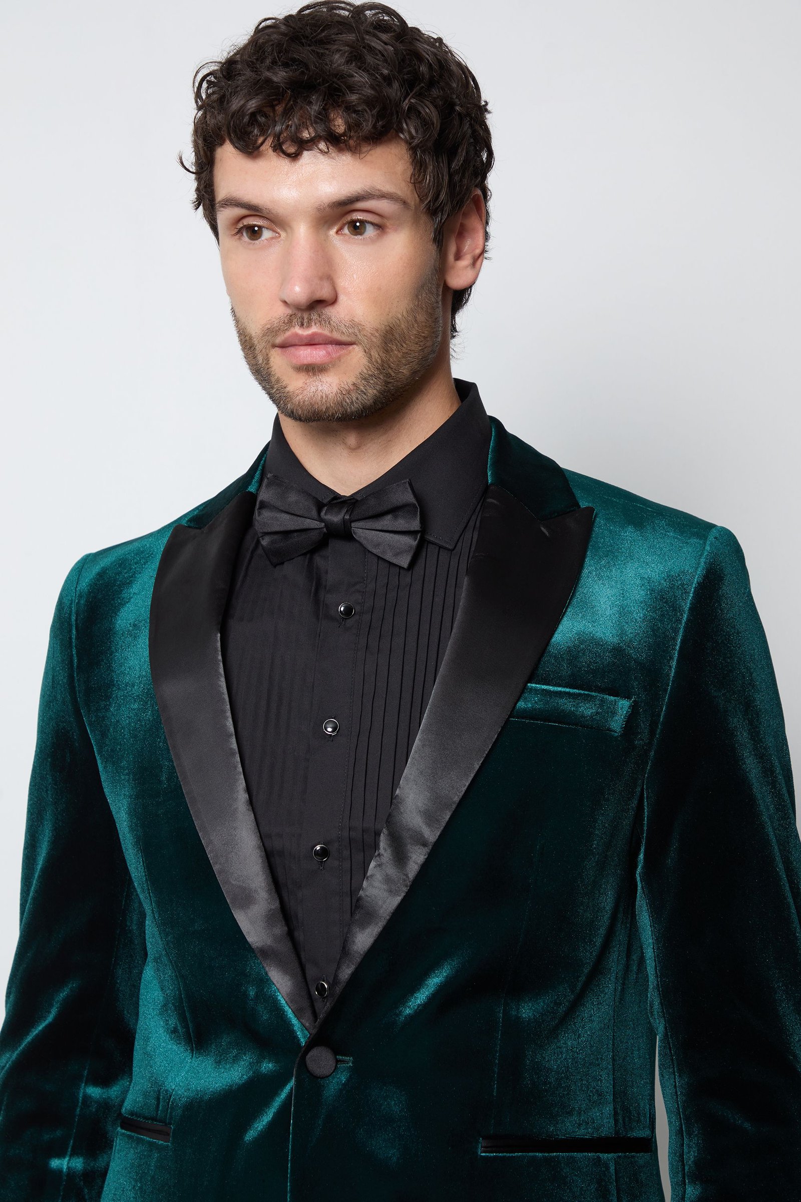 Veste de smoking ajustée en velours vert émeraude
