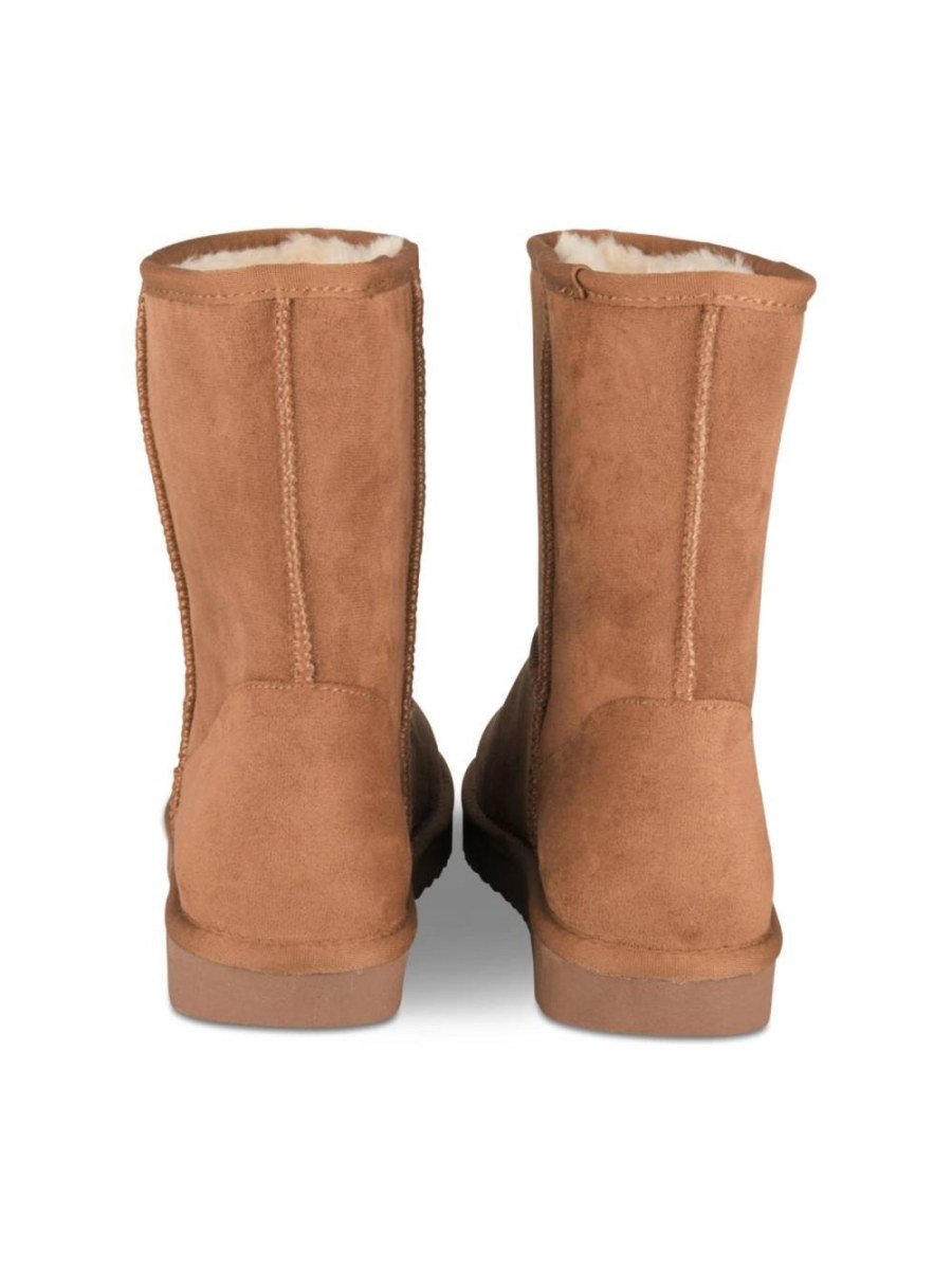Boots fourrées en suédine camel