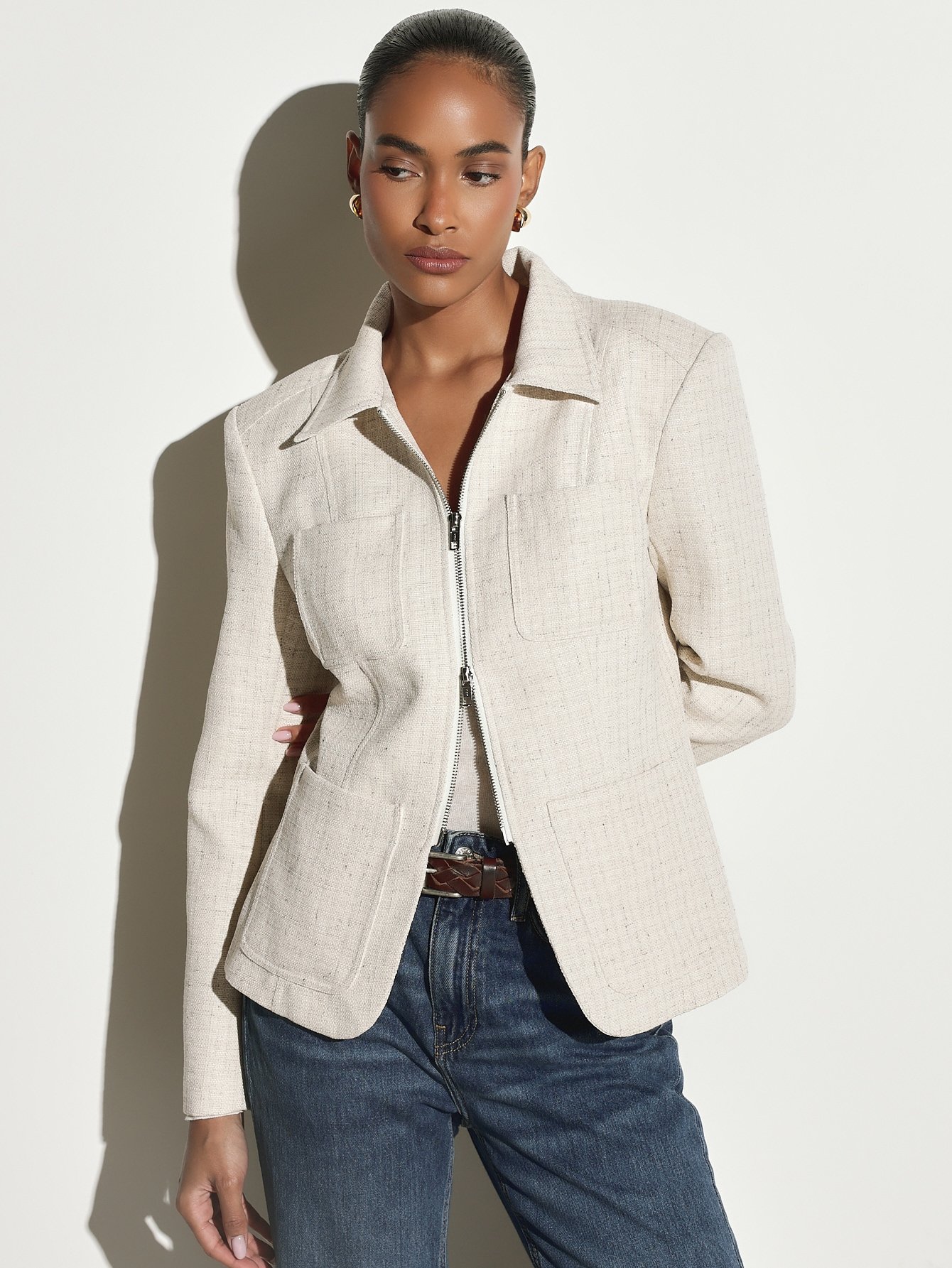 Veste blazer b zip w poches plaquées