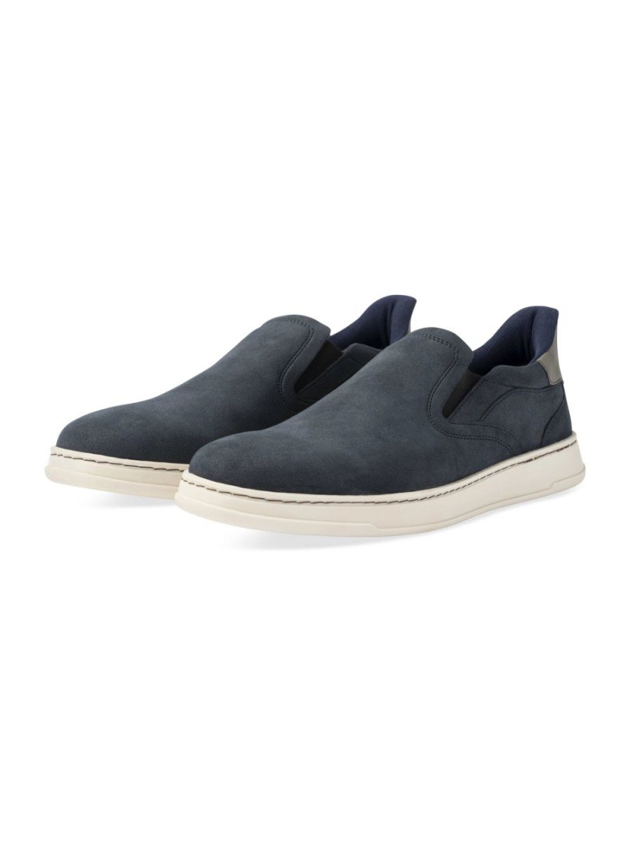Navy elasticated casual slip-ons