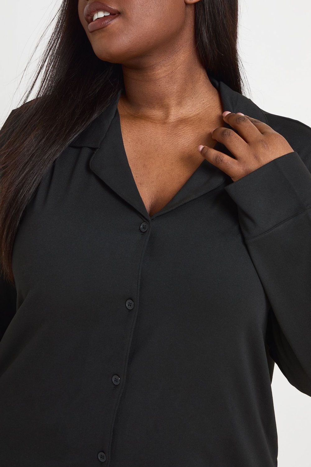 Black shirt and trouser pyjama set - Plus size
