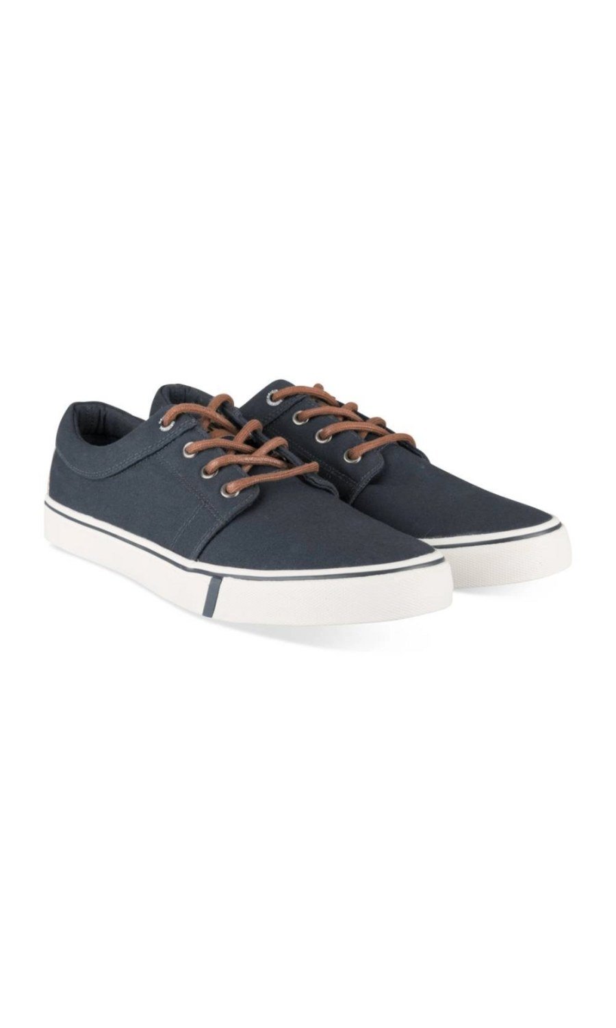 Baskets en toile lacets camel bleu marine