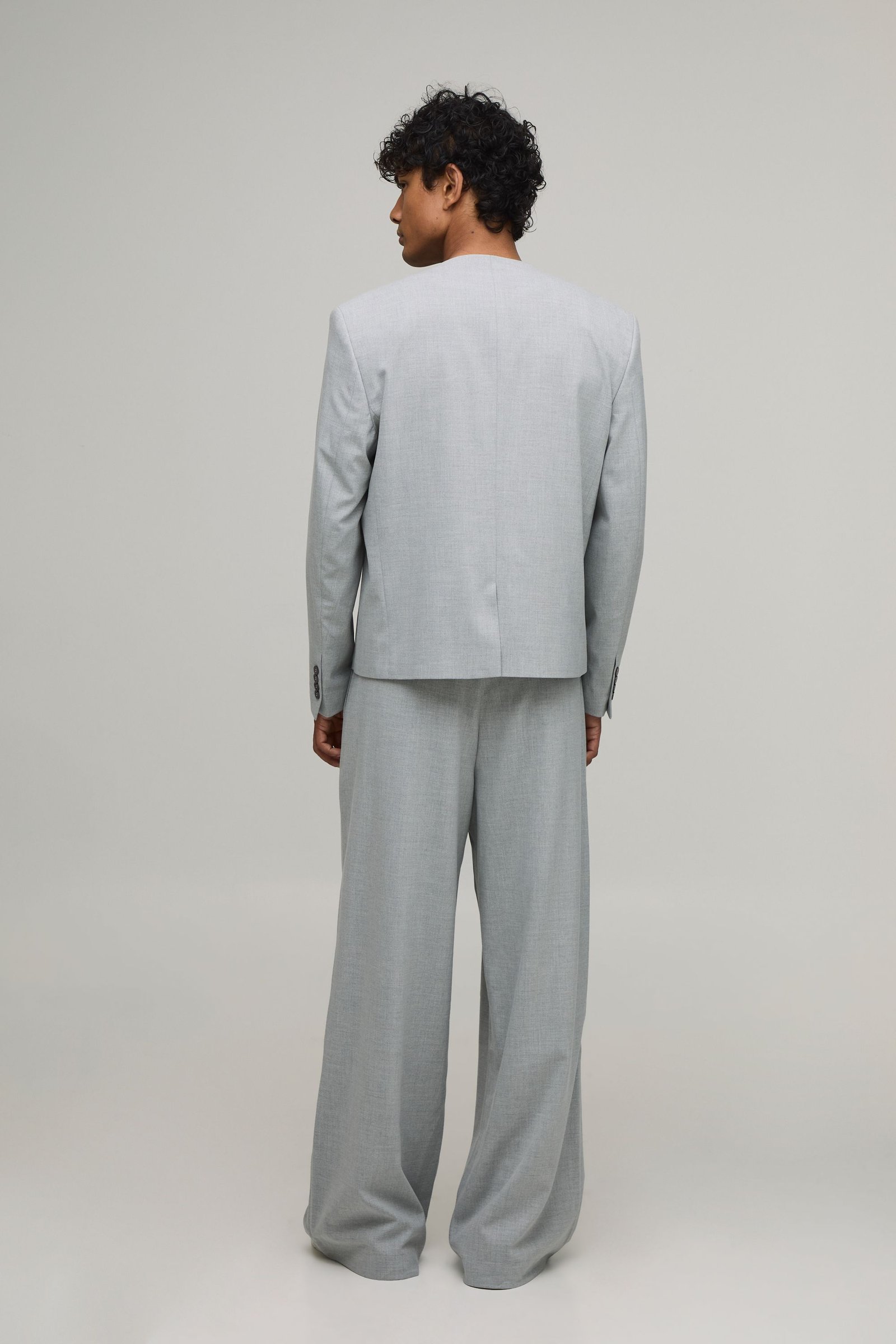 Veste De Costume Oversize Sans Col Avec Détail Fermoir
