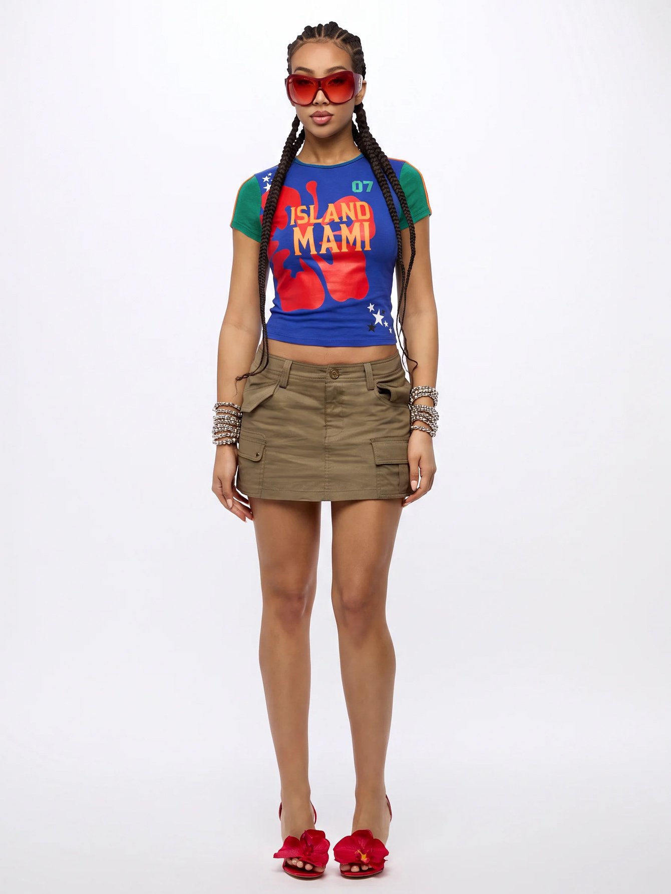 T-shirt court ajusté Island Mami avec imprimé graphique
