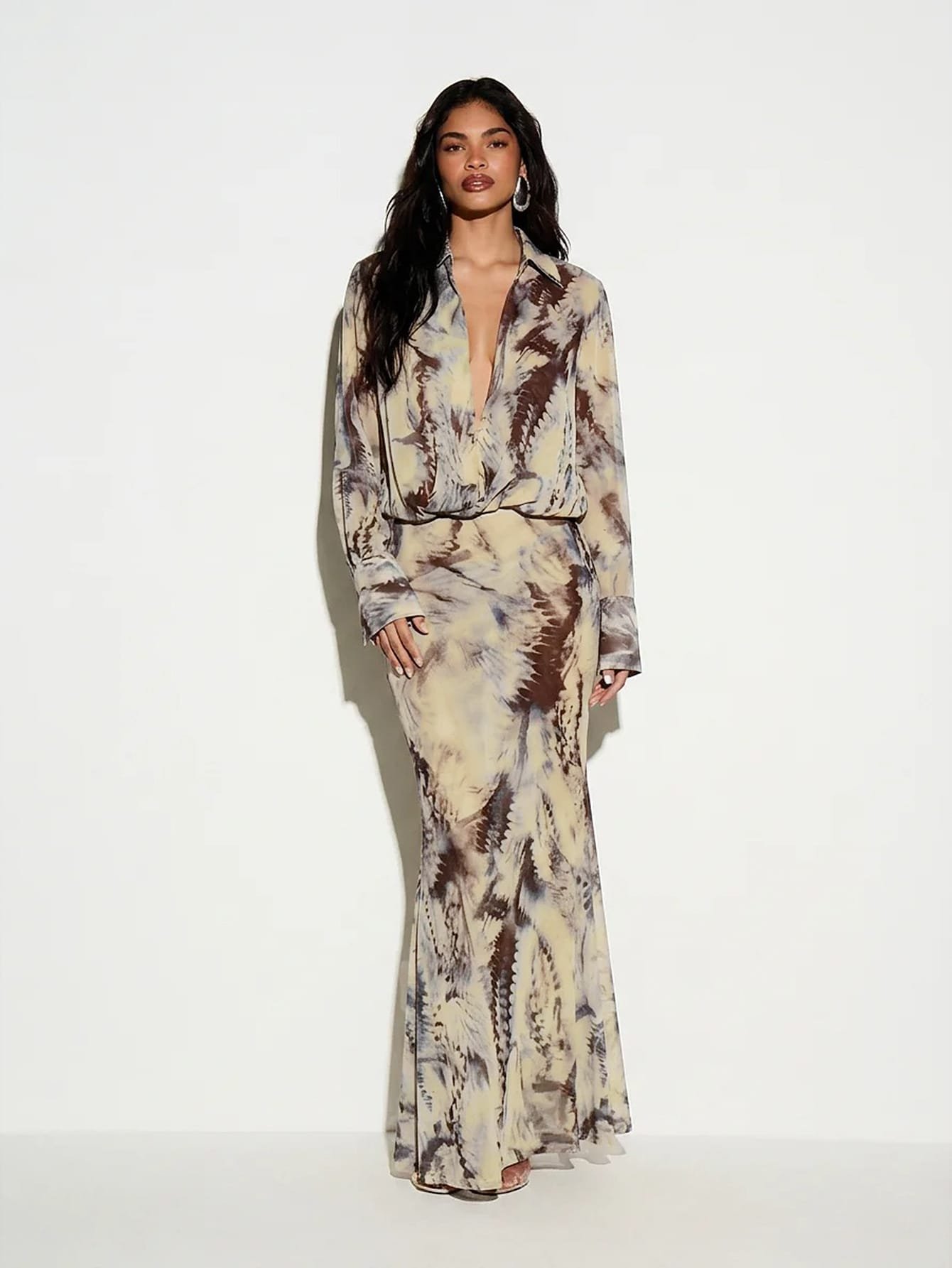 Robe Longue Tie-Dye À Manches Longues