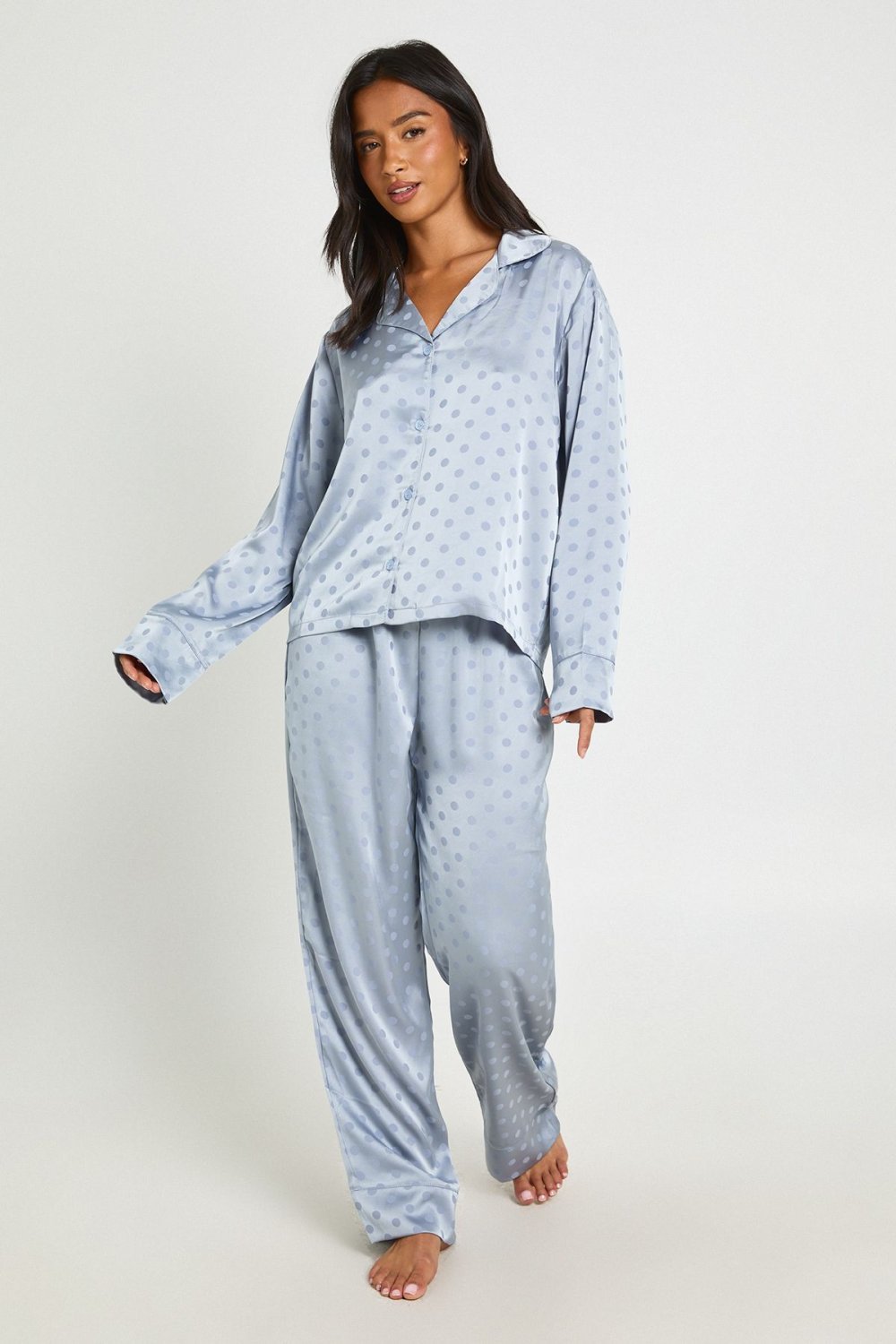 Pyjama chemise et pantalon à pois - Petite