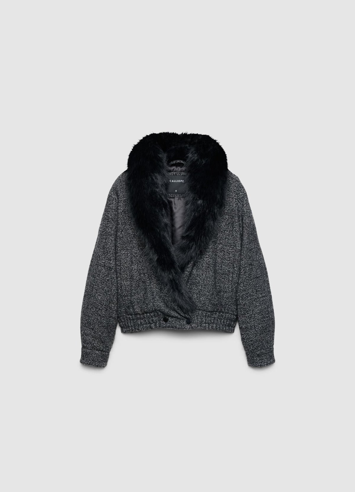 Cropped jacket with faux-fur collar