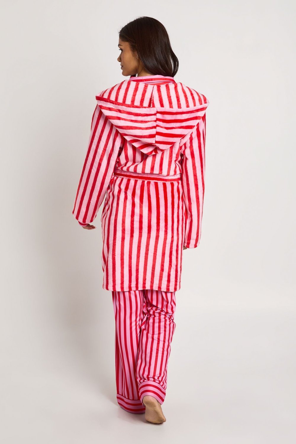 Striped short dressing gown