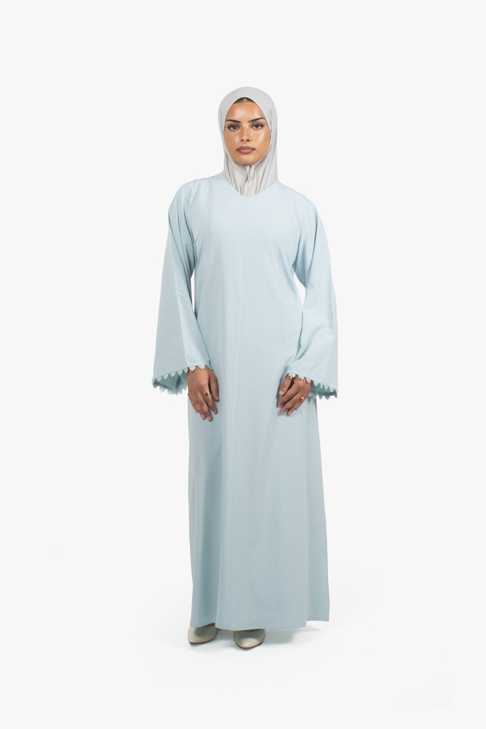 Abaya crêpe b dentelle f lkmam - Zre9 fate7