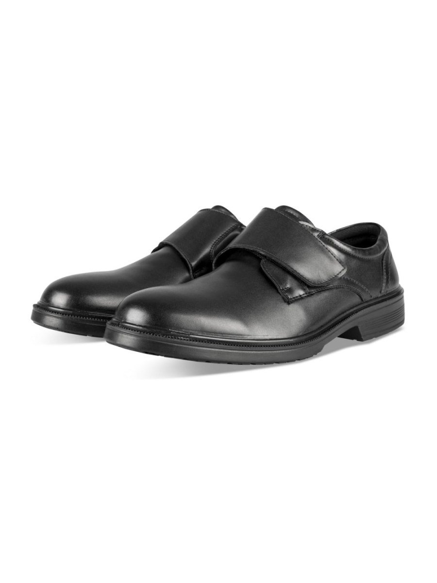 Black smooth hook-and-loop shoes