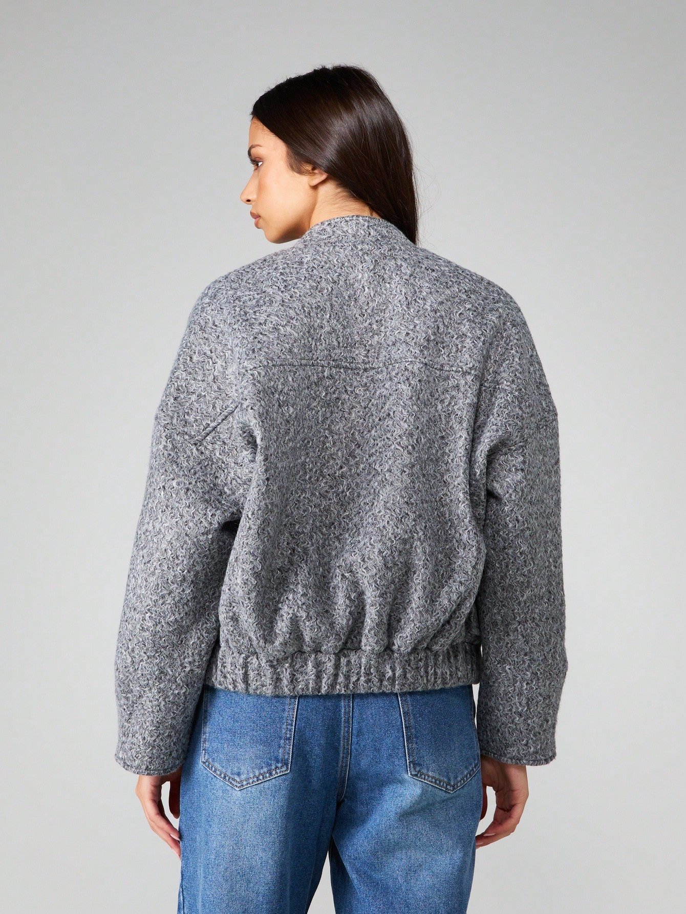 Blouson bomber 9sir bouclette b bordure côtelée