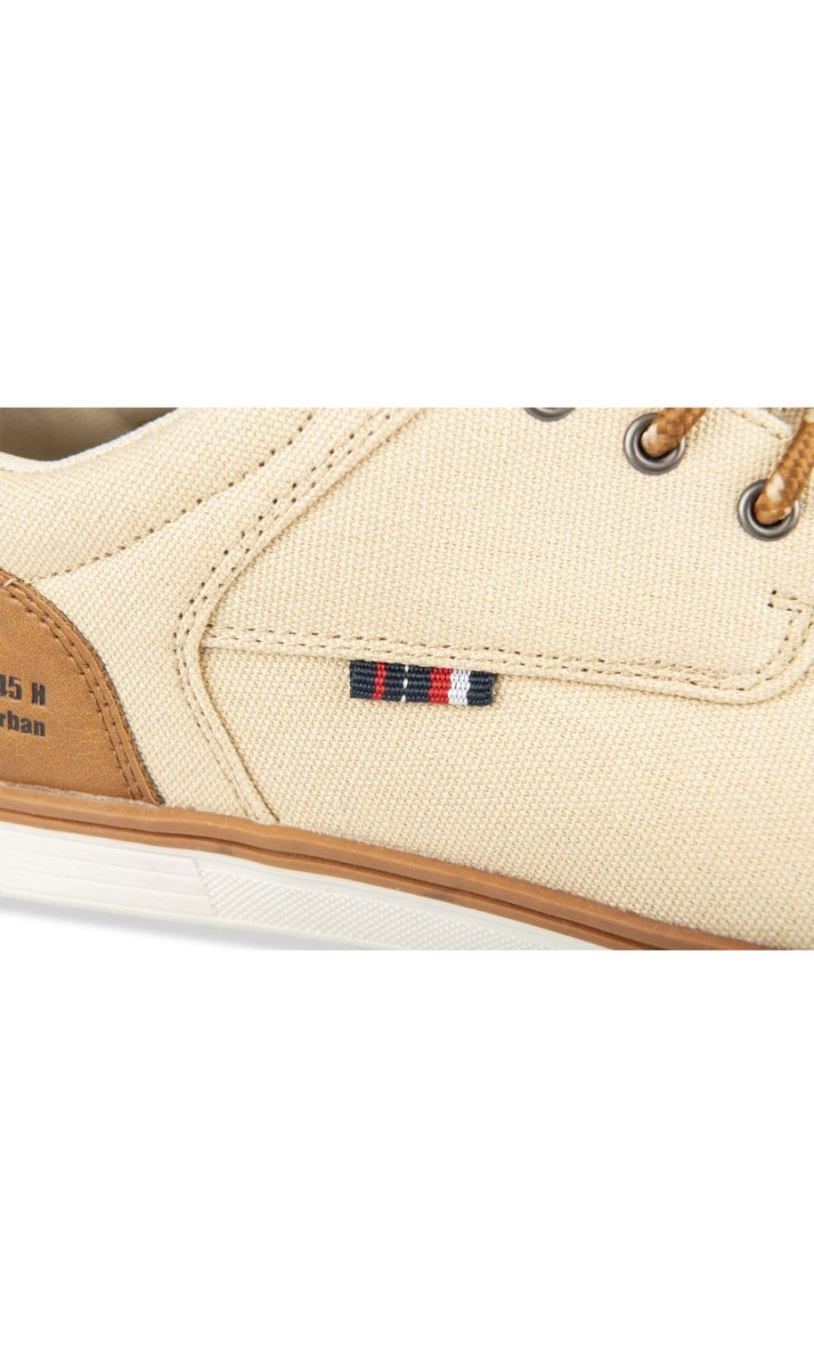 Sand canvas sneakers with two-tone sole
