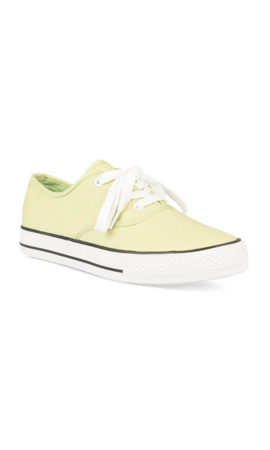 Pale yellow canvas low-top sneakers