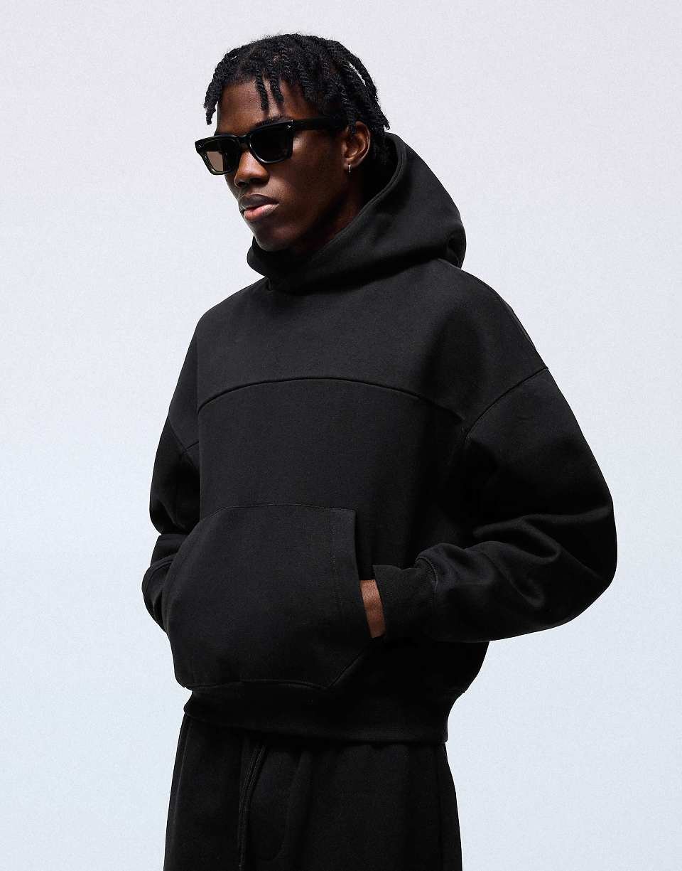 Sweat à capuche coupe carrée - Noir
