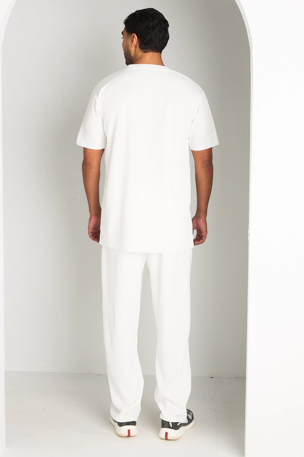 Ensemble côtelé t-shirt w pantalon écru