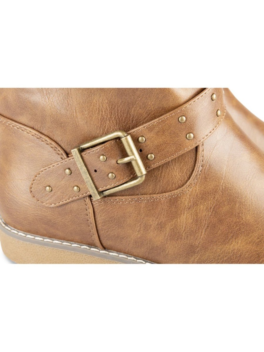 Bottines tige mkemmcha w bride m3amra cognac