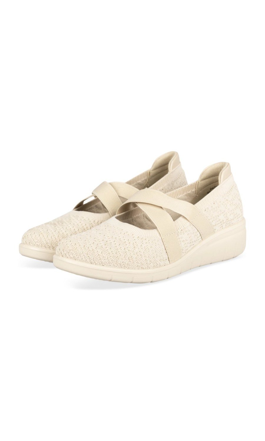 Beige knit wedge ballerinas