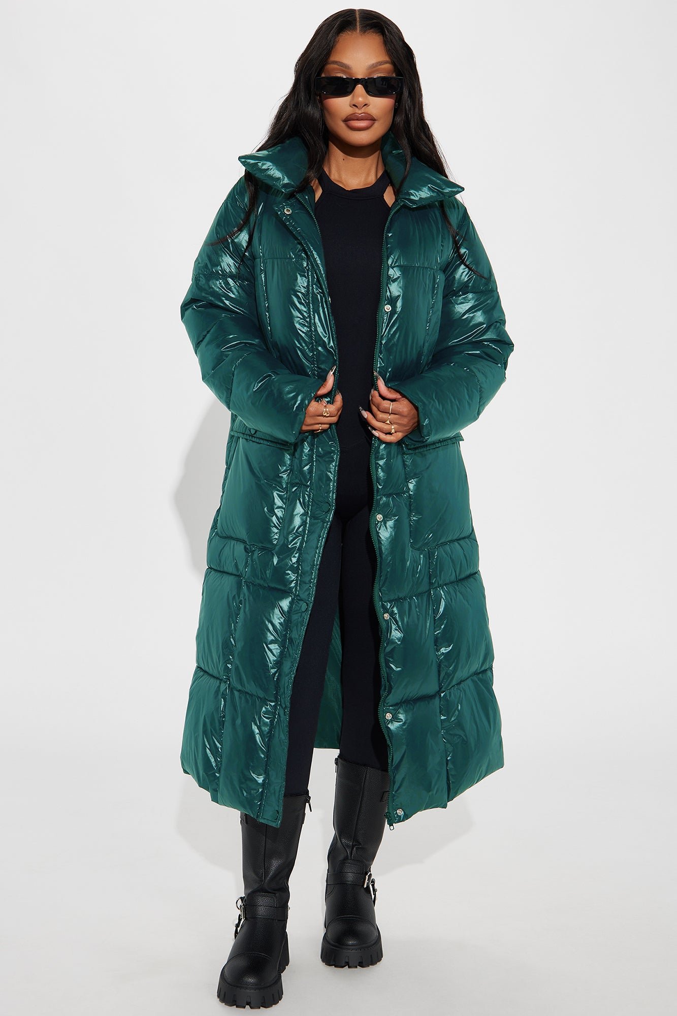 Long hooded puffer jacket