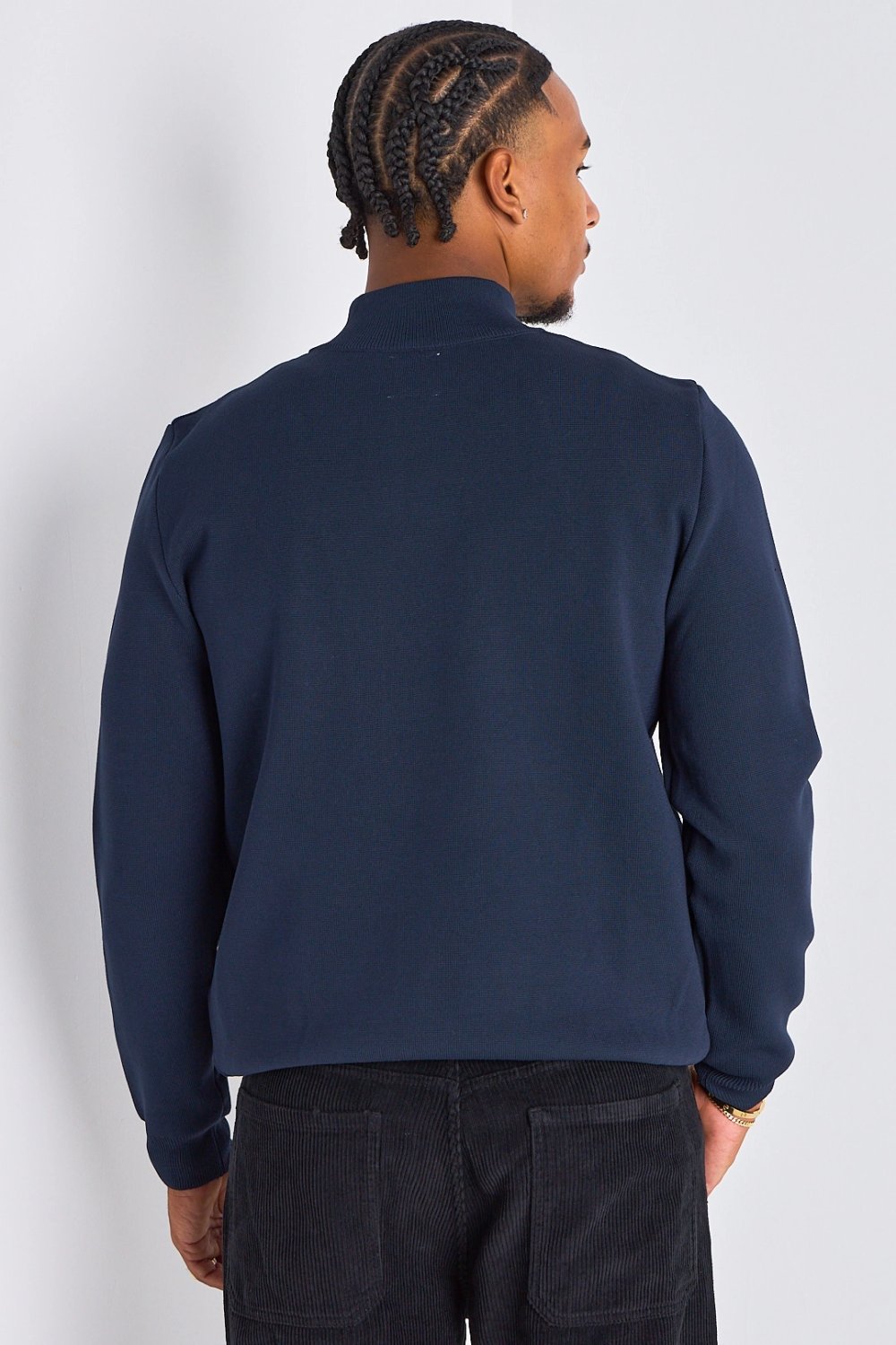 Gilet demi-zip à col montant bleu marine