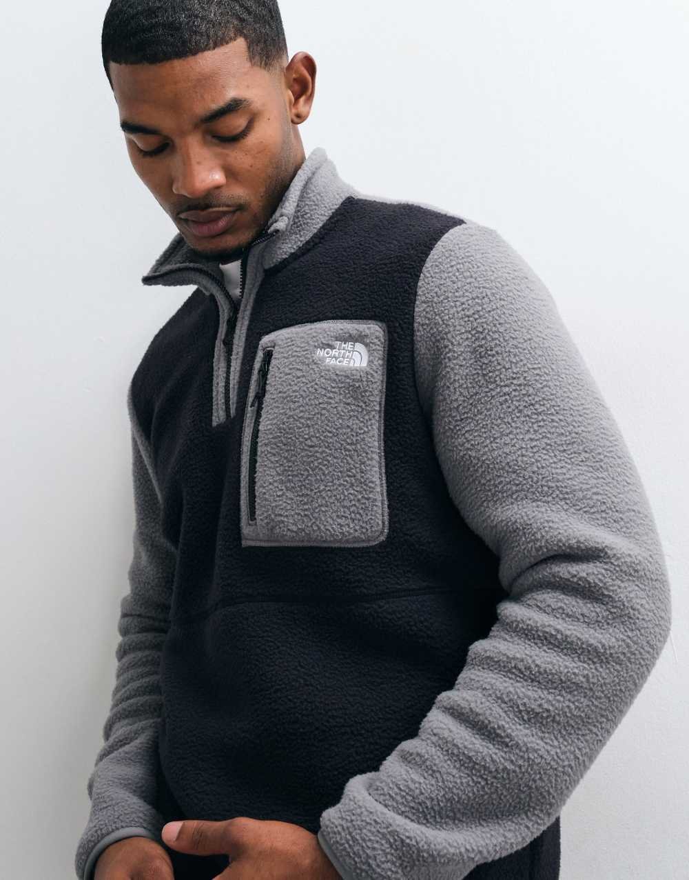 Sweat polaire col zippé Yumiori noir et gris