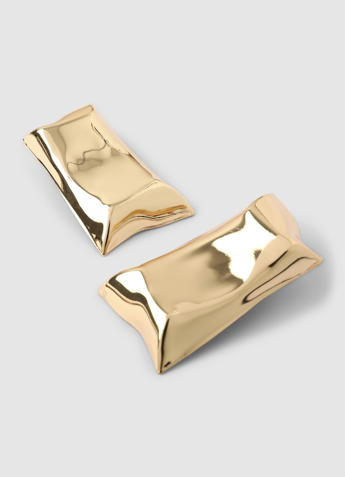 Large mirror-effect rectangular earrings