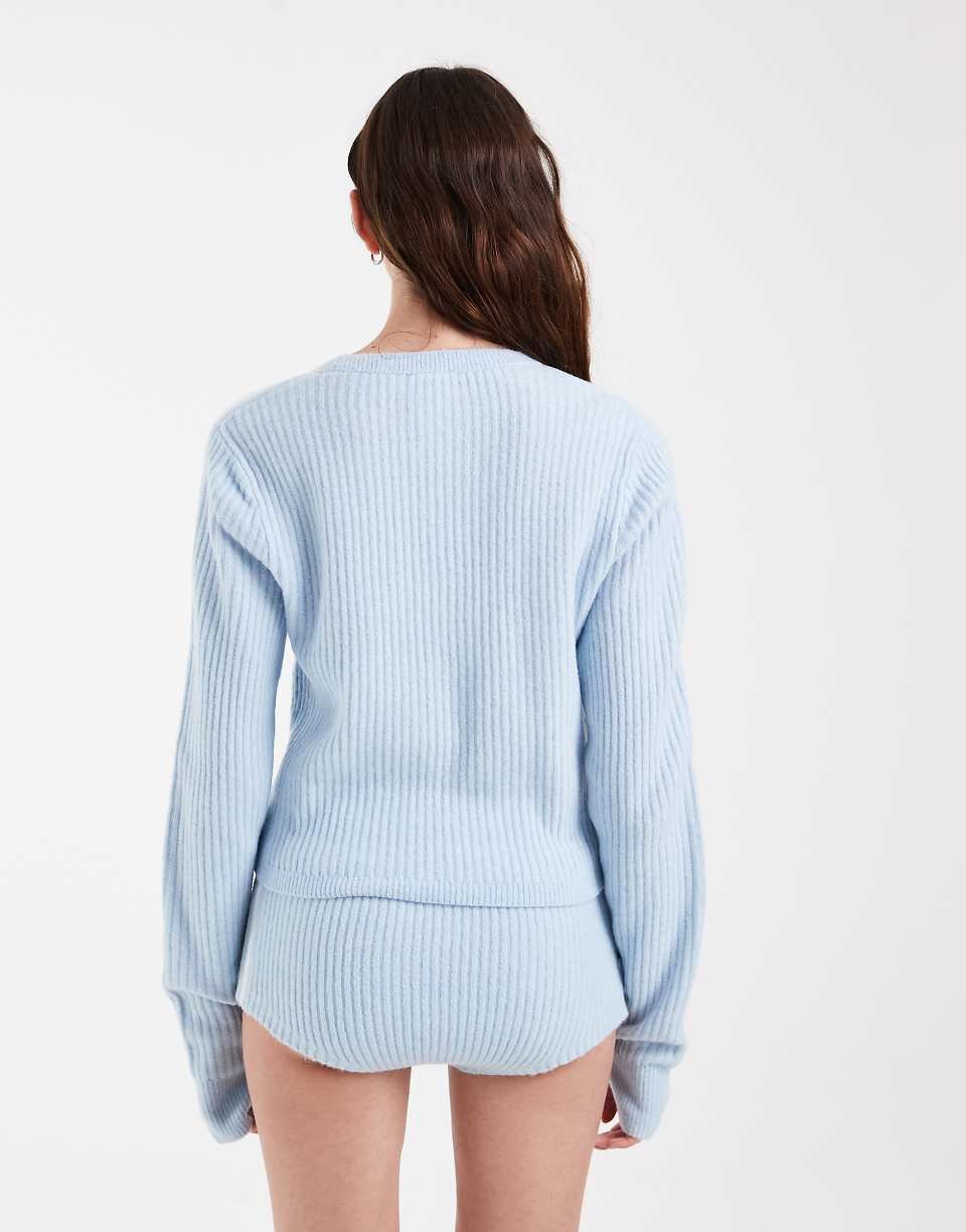 X Jennie knitted wrap cardigan in soft blue